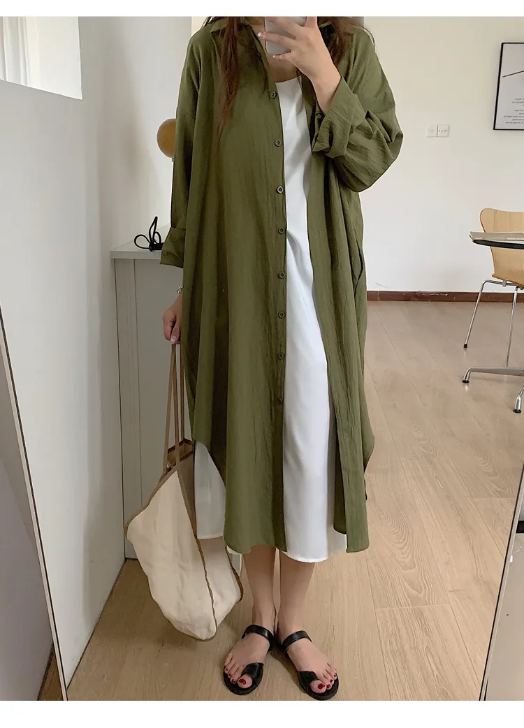 Women's Shirt Dress Casual Turndown Long Sleeve Solid Color Midi Dress Daily display picture 32