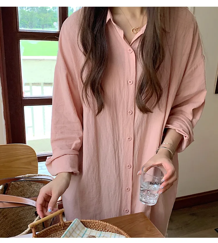Women's Shirt Dress Casual Turndown Long Sleeve Solid Color Midi Dress Daily display picture 35