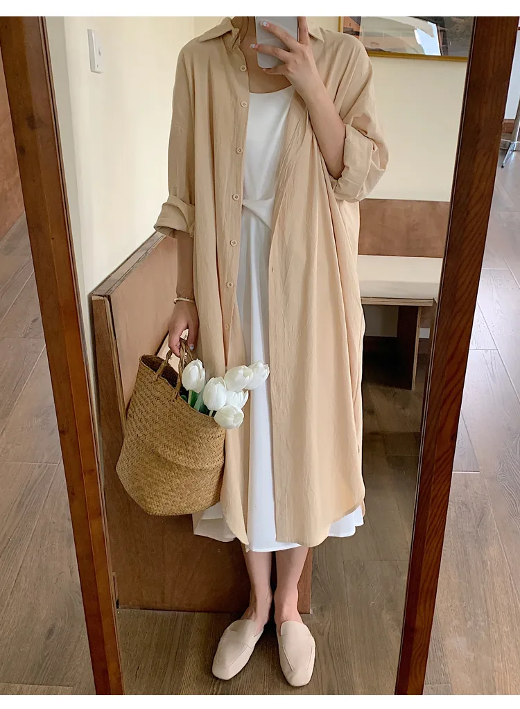 Women's Shirt Dress Casual Turndown Long Sleeve Solid Color Midi Dress Daily display picture 45