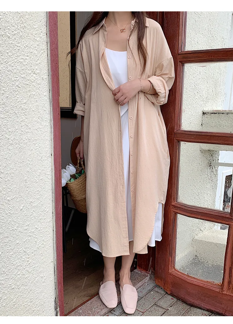 Women's Shirt Dress Casual Turndown Long Sleeve Solid Color Midi Dress Daily display picture 48