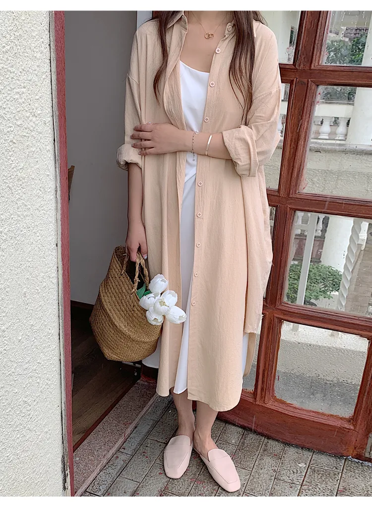 Women's Shirt Dress Casual Turndown Long Sleeve Solid Color Midi Dress Daily display picture 49