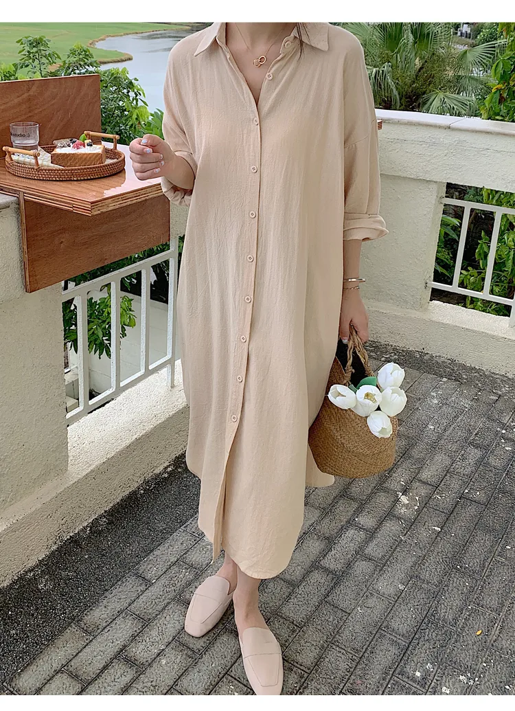 Women's Shirt Dress Casual Turndown Long Sleeve Solid Color Midi Dress Daily display picture 52