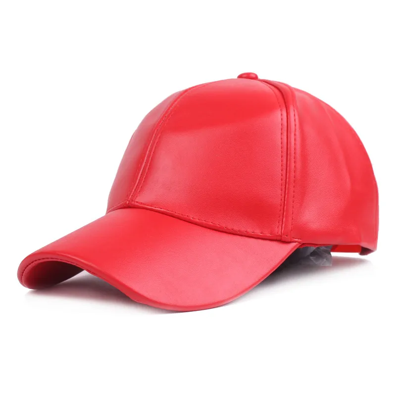 Solid Color PU Curved Leather Baseball Cap Trendy Men's Hat Peaked Cap Korean Style Hip Hop Hat Women's Hat Couple Sun Hat display picture 8