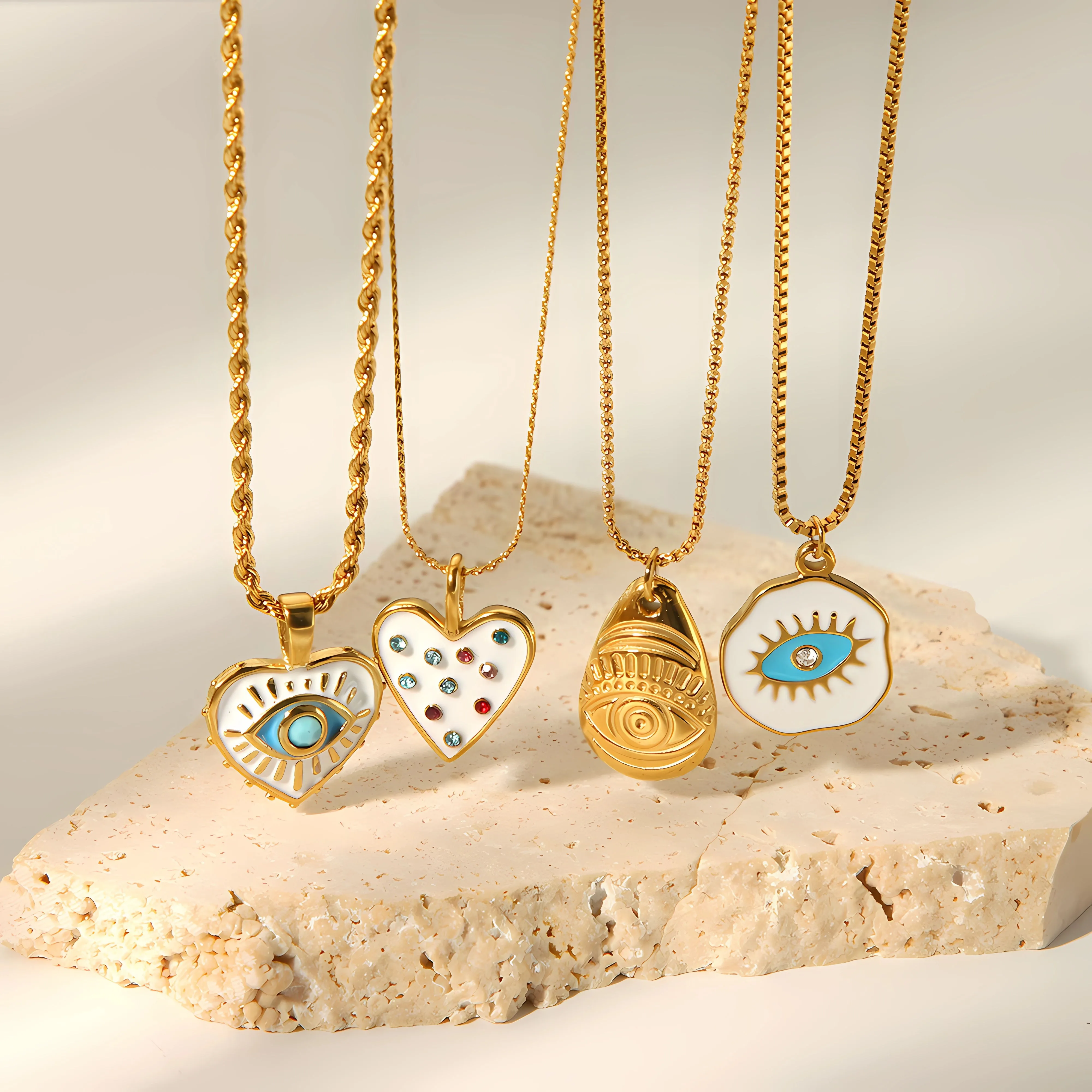 304 Stainless Steel Retro Polishing Plating Inlay Irregular Square Heart Shape Turquoise display picture 3