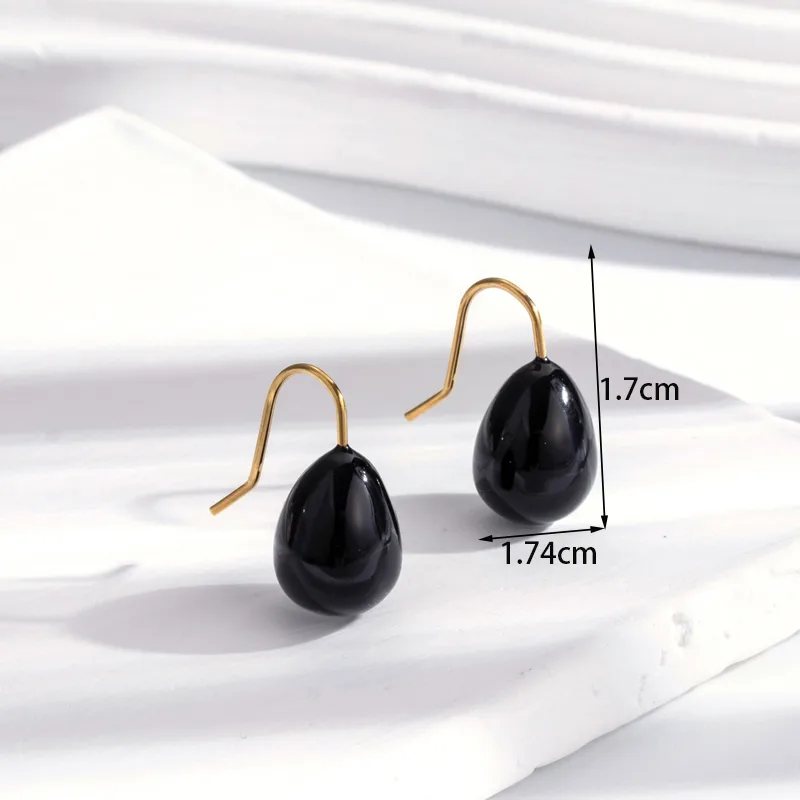 1 Pair Simple Style Round Water Droplets Strawberry Plating 304 Stainless Steel Drop Earrings display picture 2