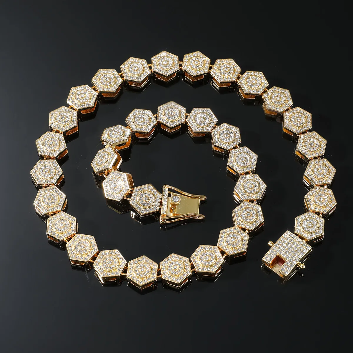 Hip-hop Geometric Alloy Inlay Zircon Men's Bracelets Necklace display picture 1