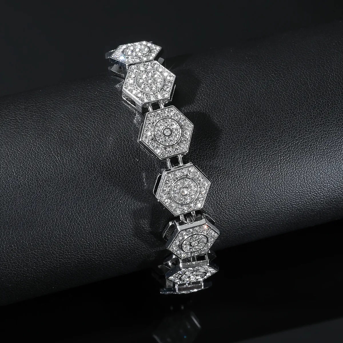 Hip-hop Geometric Alloy Inlay Zircon Men's Bracelets Necklace display picture 4