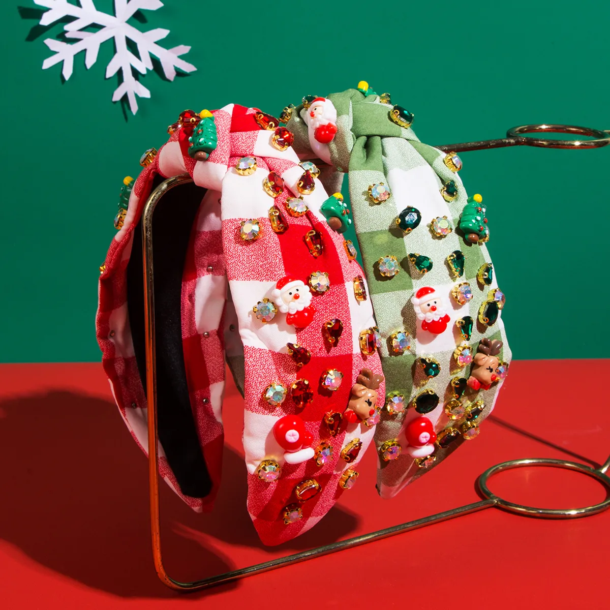Christmas Streetwear Christmas Tree Santa Claus Elk Cloth Inlay Rhinestones Hair Band display picture 2
