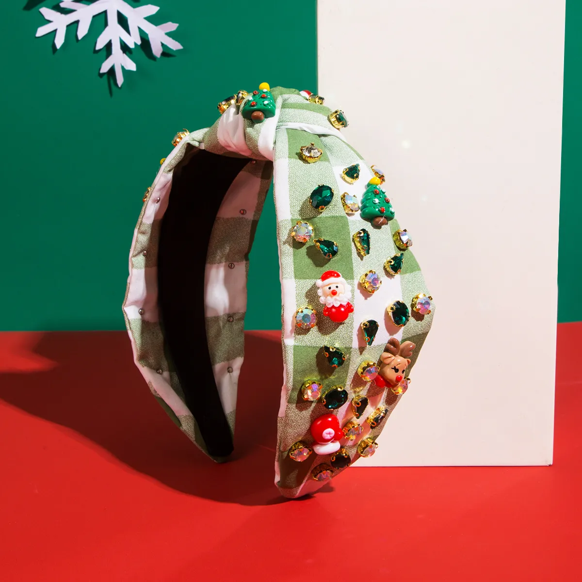 Christmas Streetwear Christmas Tree Santa Claus Elk Cloth Inlay Rhinestones Hair Band display picture 3