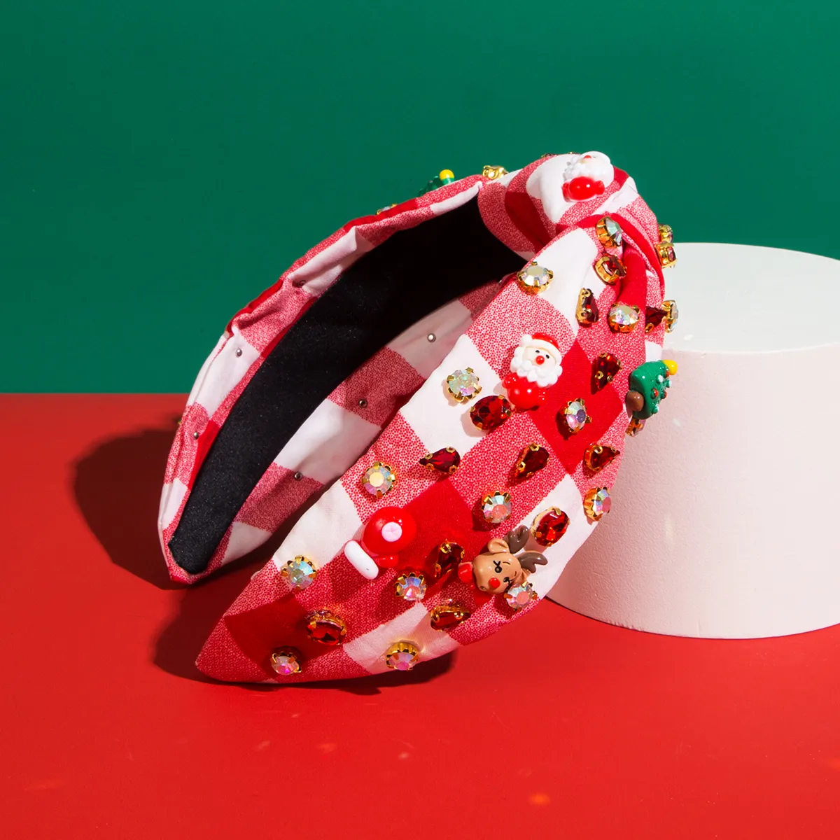 Christmas Streetwear Christmas Tree Santa Claus Elk Cloth Inlay Rhinestones Hair Band display picture 5