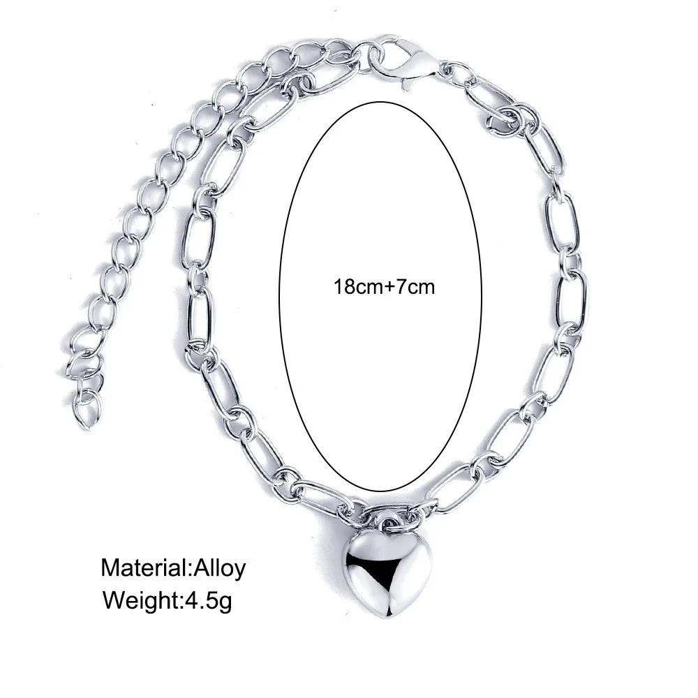 Simple Style Heart Shape Alloy Plating Women's Bracelets display picture 1