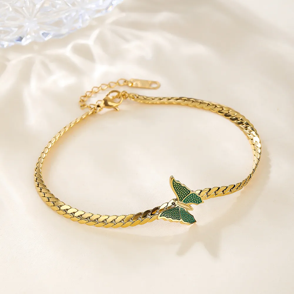 Wholesale Jewelry IG Style Simple Style Butterfly 304 Stainless Steel Titanium Steel 18K Gold Plated Plating Anklet display picture 2