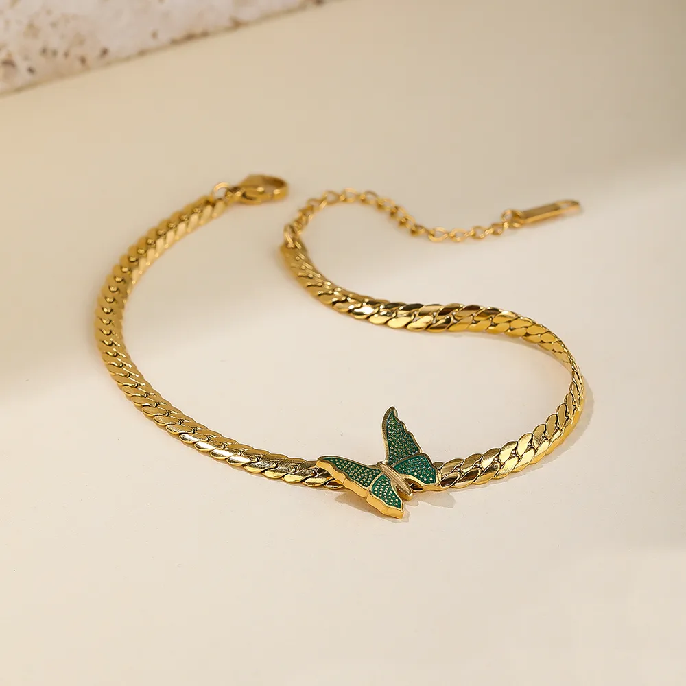 Wholesale Jewelry IG Style Simple Style Butterfly 304 Stainless Steel Titanium Steel 18K Gold Plated Plating Anklet display picture 3