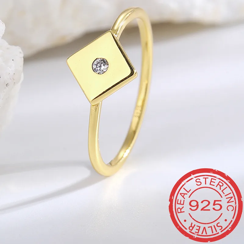 Casual Simple Style Solid Color Sterling Silver Inlay Zircon Rings display picture 2