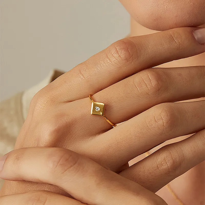 Casual Simple Style Solid Color Sterling Silver Inlay Zircon Rings display picture 1