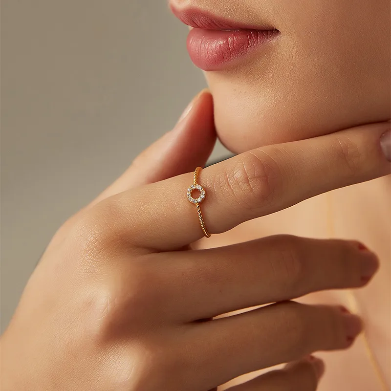 Casual Simple Style Solid Color Sterling Silver Inlay Zircon Rings display picture 10