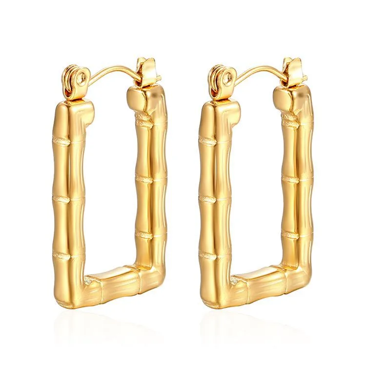 1 Pair Simple Style Commute Solid Color Plating 201 Stainless Steel 18K Gold Plated Earrings display picture 4