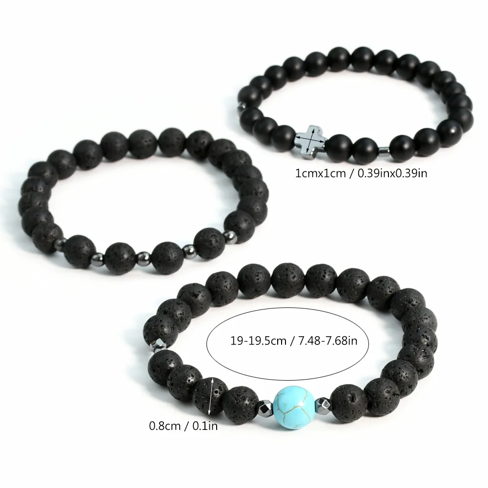 Streetwear Cross Natural Stone Beaded Men's Bracelets display picture 4