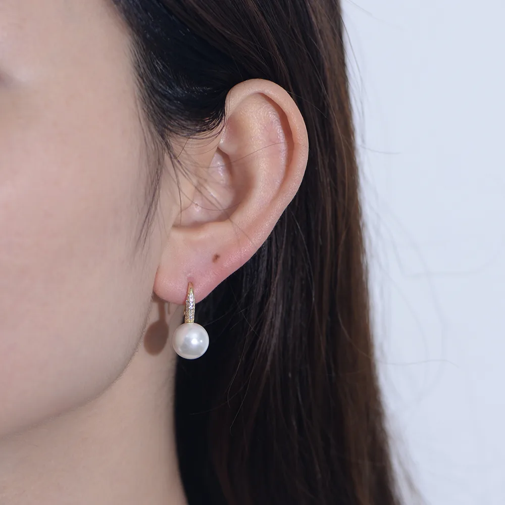 1 Pair 925 Sterling Silver Pearl Zircon Solid Color Ear Hook display picture 6