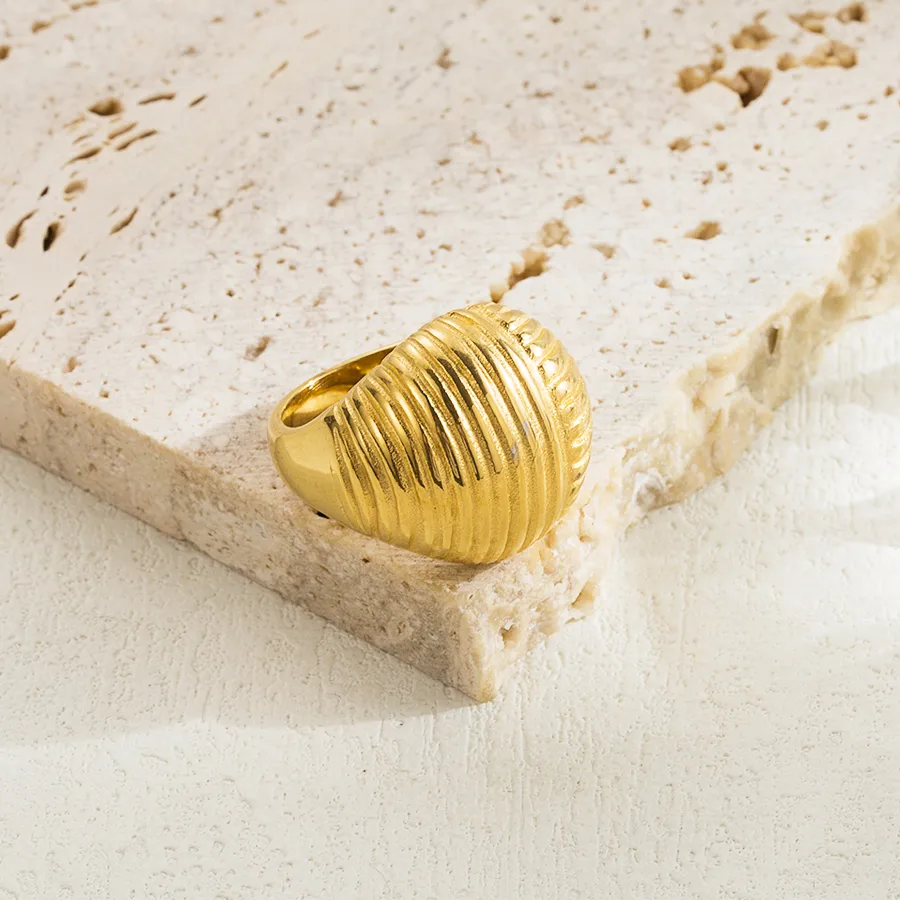 Ig Style Simple Style Irregular Round Solid Color Stainless Steel Plating 18k Gold Plated Rings display picture 4