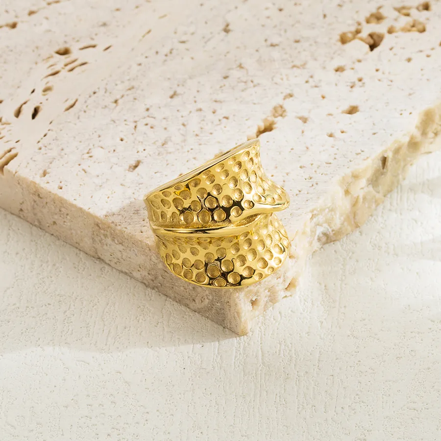 Ig Style Simple Style Irregular Round Solid Color Stainless Steel Plating 18k Gold Plated Rings display picture 2