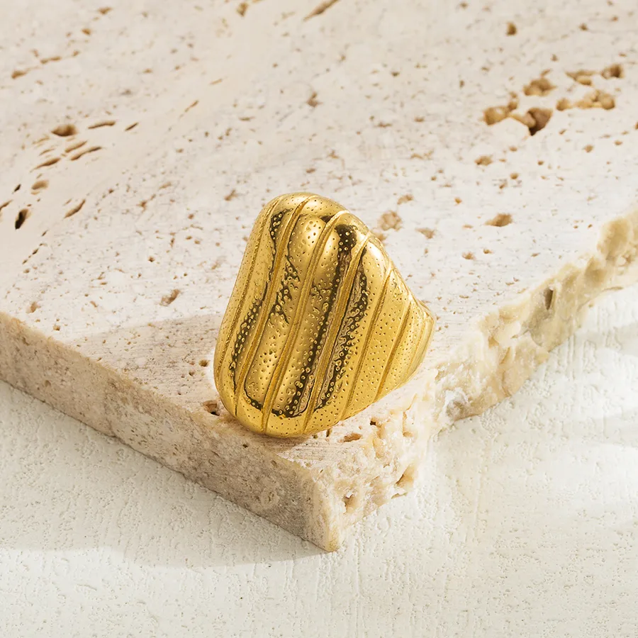 Ig Style Simple Style Irregular Round Solid Color Stainless Steel Plating 18k Gold Plated Rings display picture 3