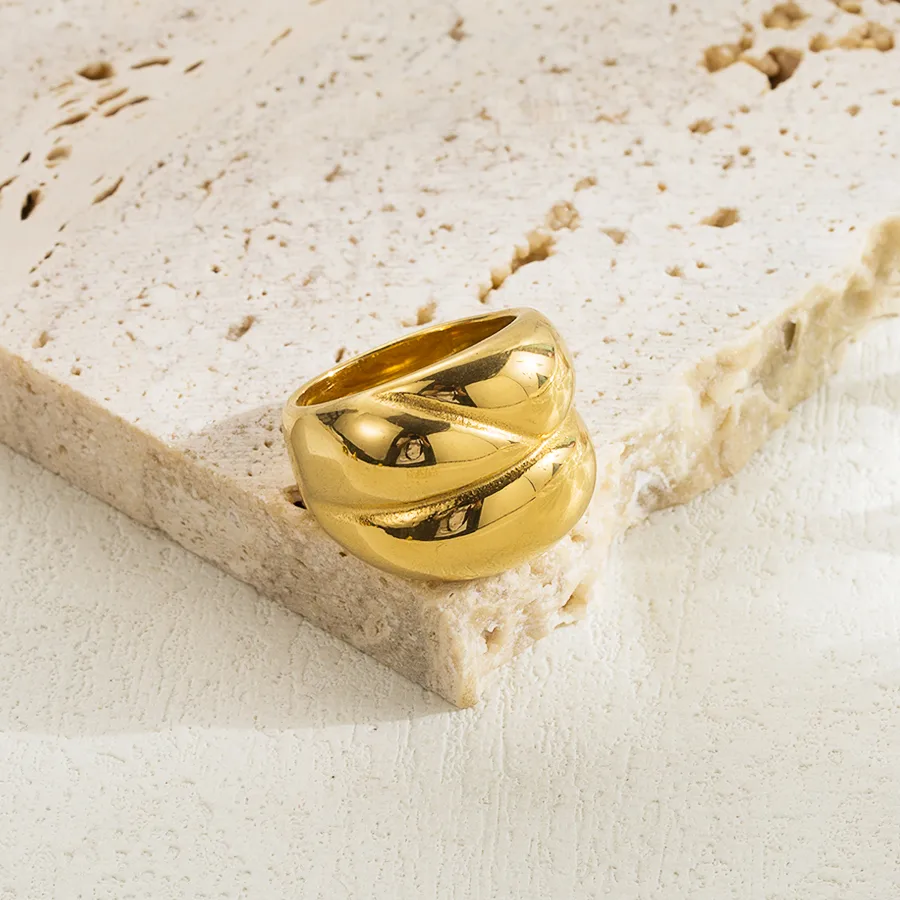 Ig Style Simple Style Irregular Round Solid Color Stainless Steel Plating 18k Gold Plated Rings display picture 1