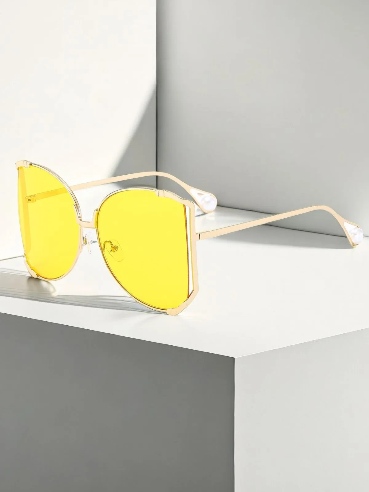 Elegant Gradient Color Pc Square Pearl Full Frame Women's Sunglasses display picture 4