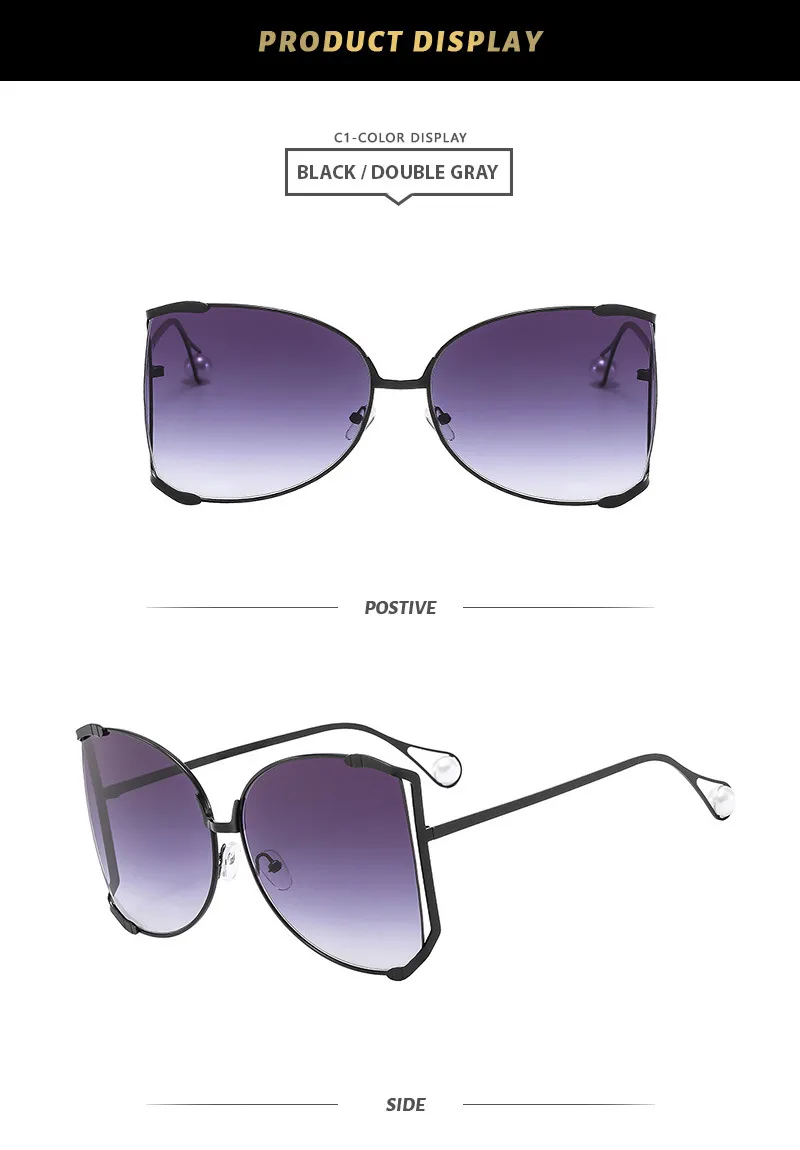 Elegant Gradient Color Pc Square Pearl Full Frame Women's Sunglasses display picture 9