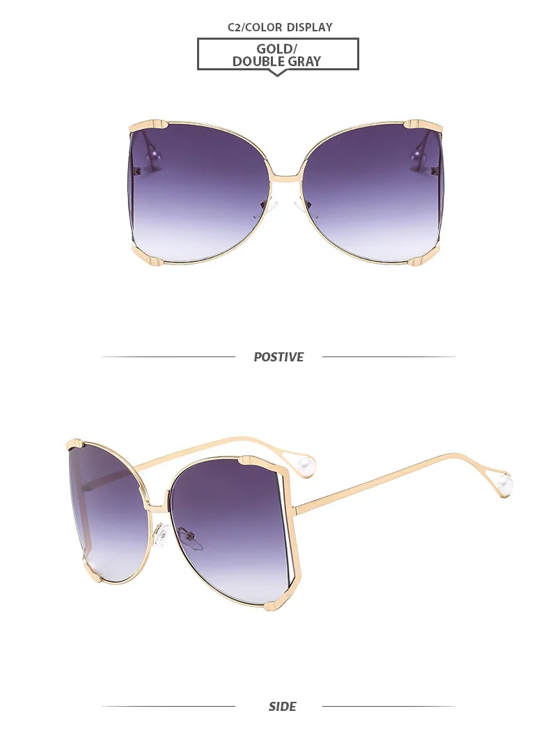 Elegant Gradient Color Pc Square Pearl Full Frame Women's Sunglasses display picture 10