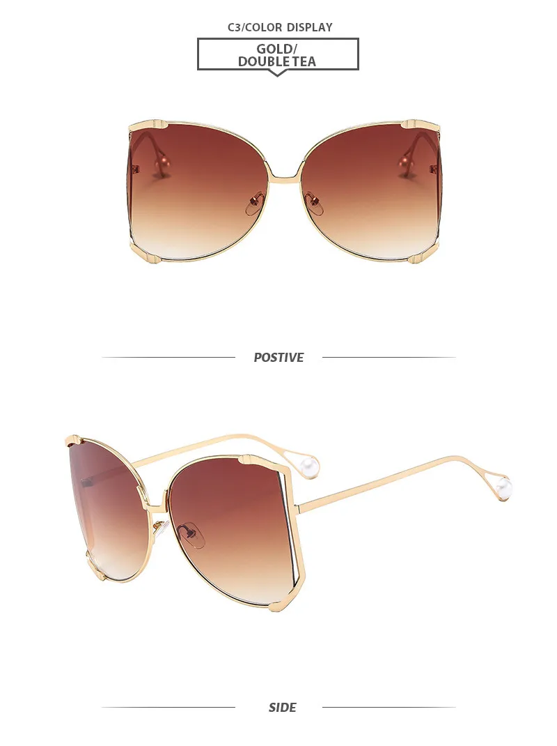 Elegant Gradient Color Pc Square Pearl Full Frame Women's Sunglasses display picture 11