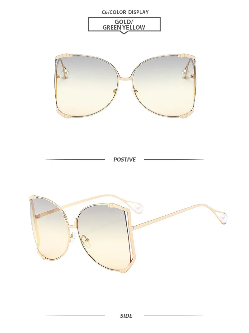 Elegant Gradient Color Pc Square Pearl Full Frame Women's Sunglasses display picture 14
