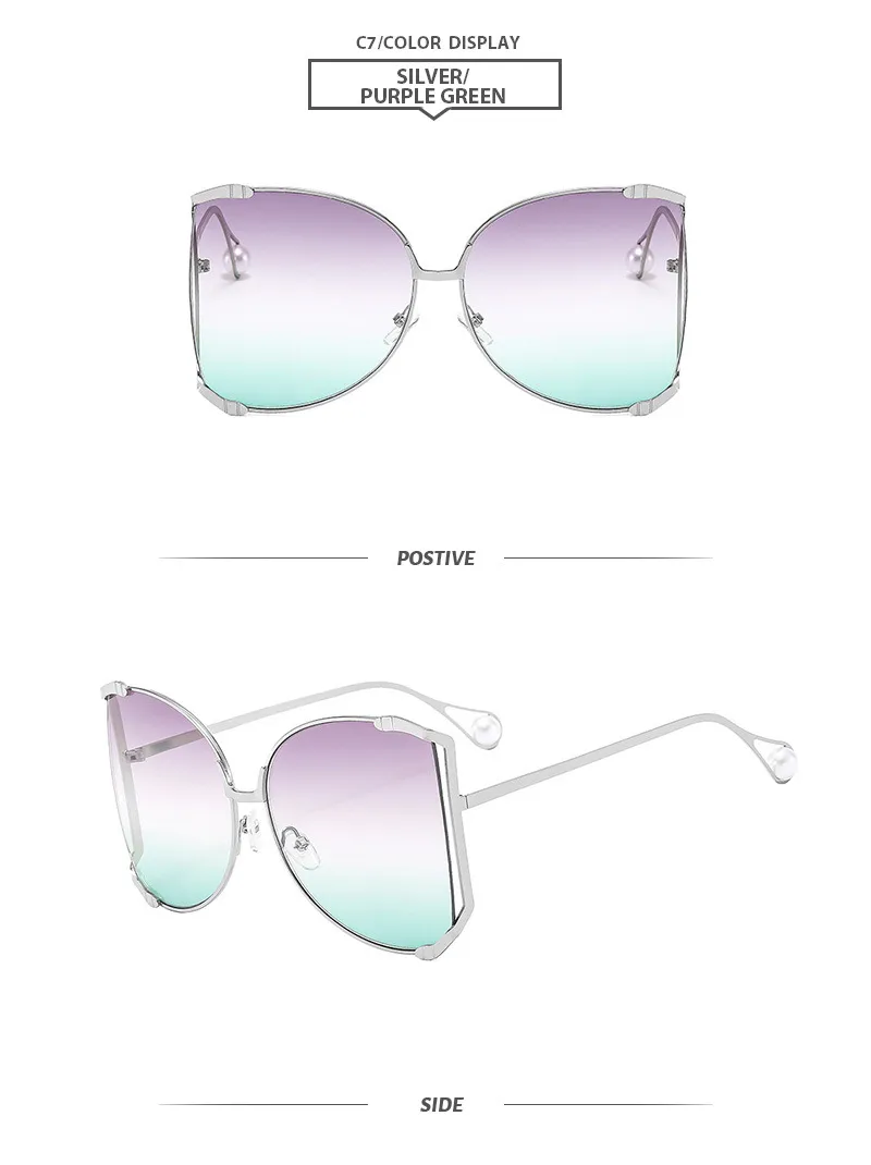 Elegant Gradient Color Pc Square Pearl Full Frame Women's Sunglasses display picture 15