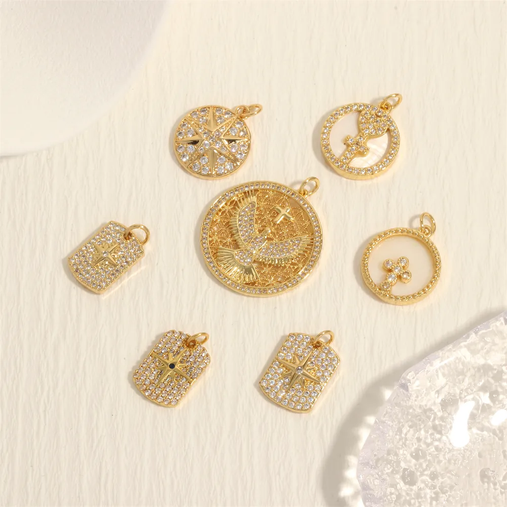 Hip-hop Simple Style Cross Copper Plating Inlay Zircon 18k Gold Plated Charms display picture 3