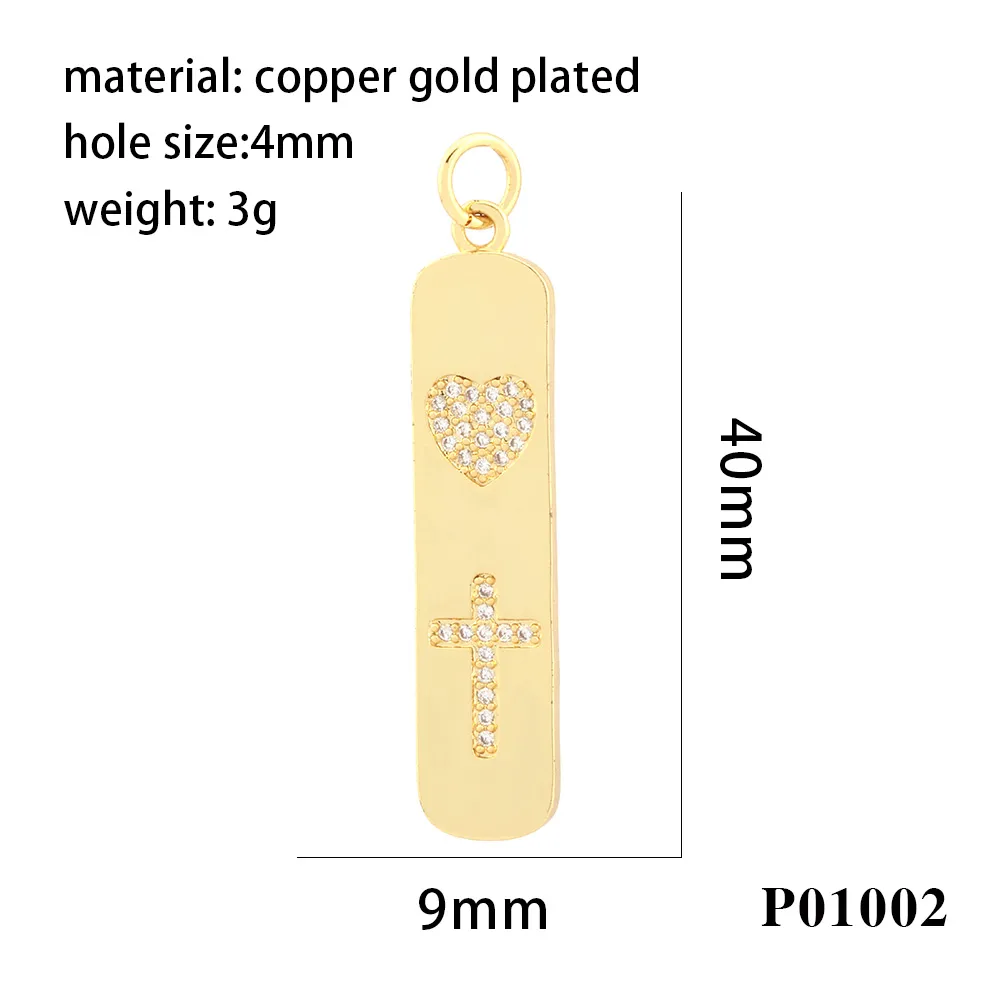 Hip-hop Simple Style Cross Copper Plating Inlay Zircon 18k Gold Plated Charms display picture 6