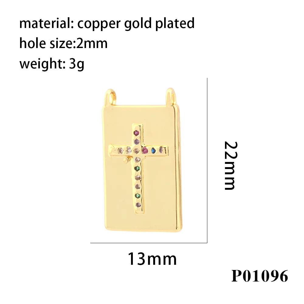 Hip-hop Simple Style Cross Copper Plating Inlay Zircon 18k Gold Plated Charms display picture 5