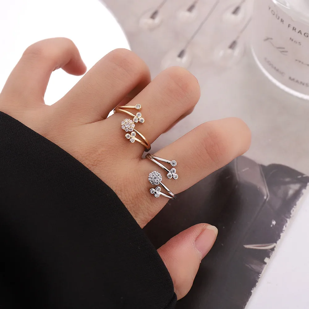 Simple Style Geometric Copper 18k Gold Plated Silver Plated Zircon Adjustable Ring In Bulk display picture 3