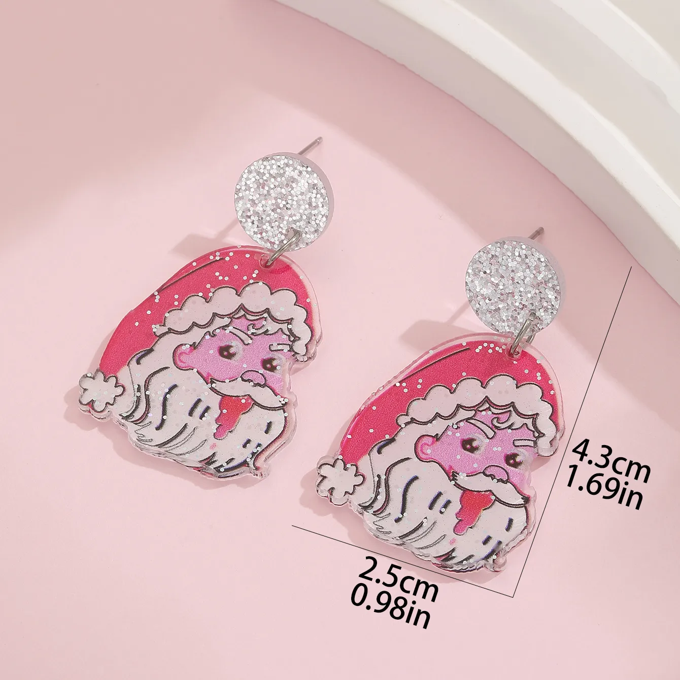 1 Pair Cute Christmas Tree Old Man's Head Arylic Drop Earrings display picture 7