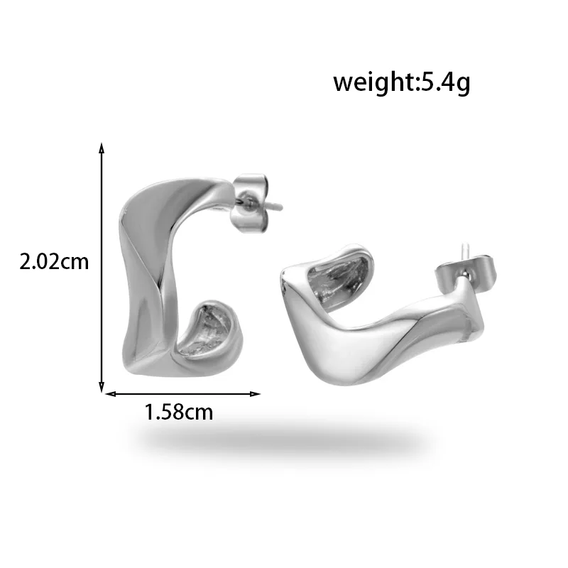 1 Pair IG Style Simple Style C Shape Geometric Heart Shape Plating 304 Stainless Steel Earrings display picture 1