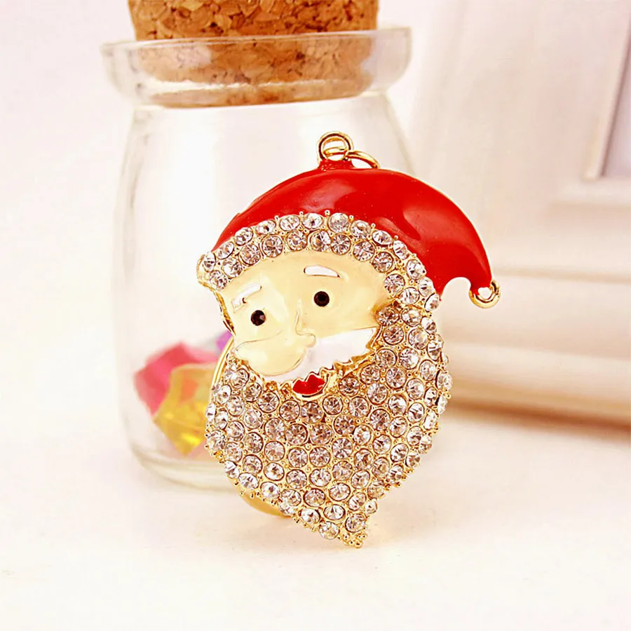 Christmas Santa Claus Alloy Plating Inlay Rhinestones Christmas Unisex Bag Pendant Keychain display picture 2