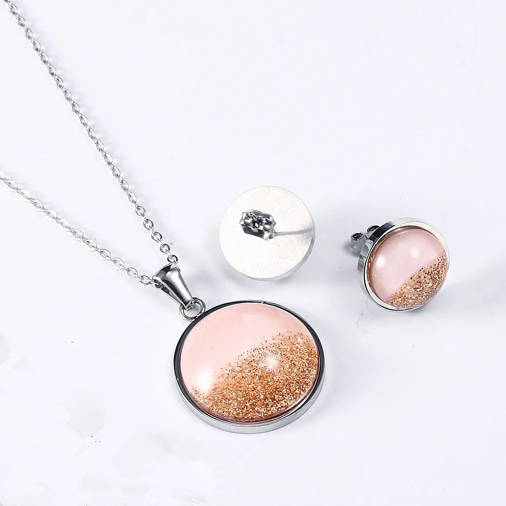 304 Stainless Steel 18K Gold Plated Casual Simple Style Plating Round Earrings Necklace display picture 4
