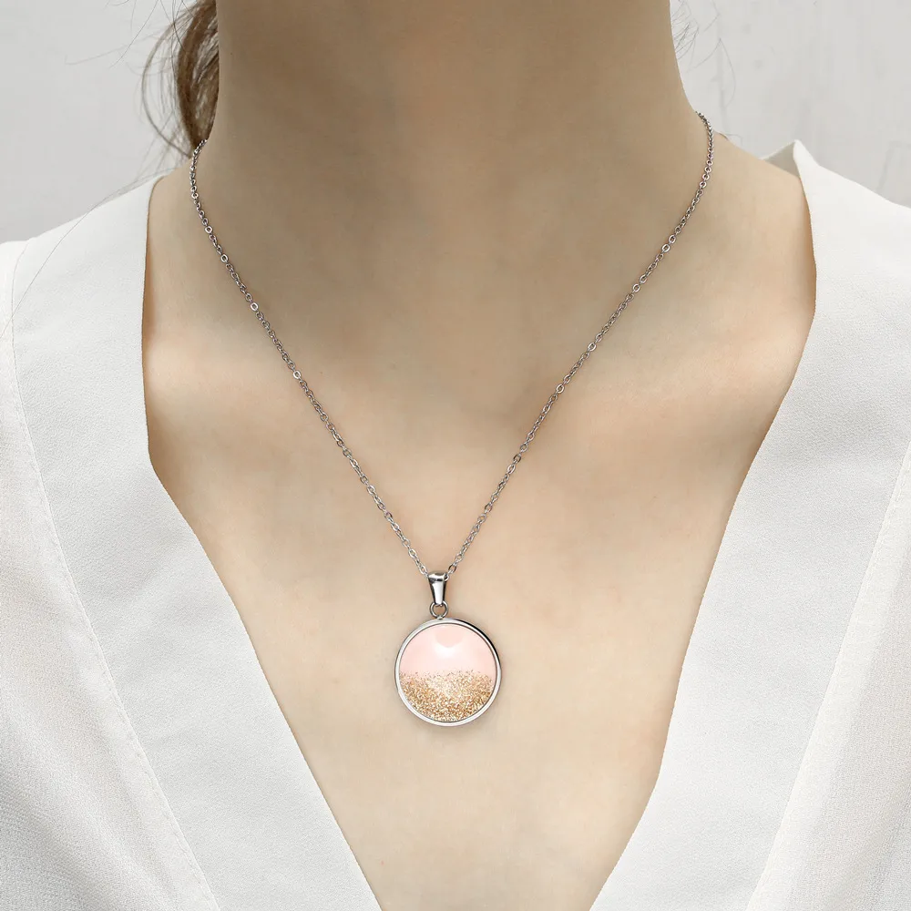 304 Stainless Steel 18K Gold Plated Casual Simple Style Plating Round Earrings Necklace display picture 7