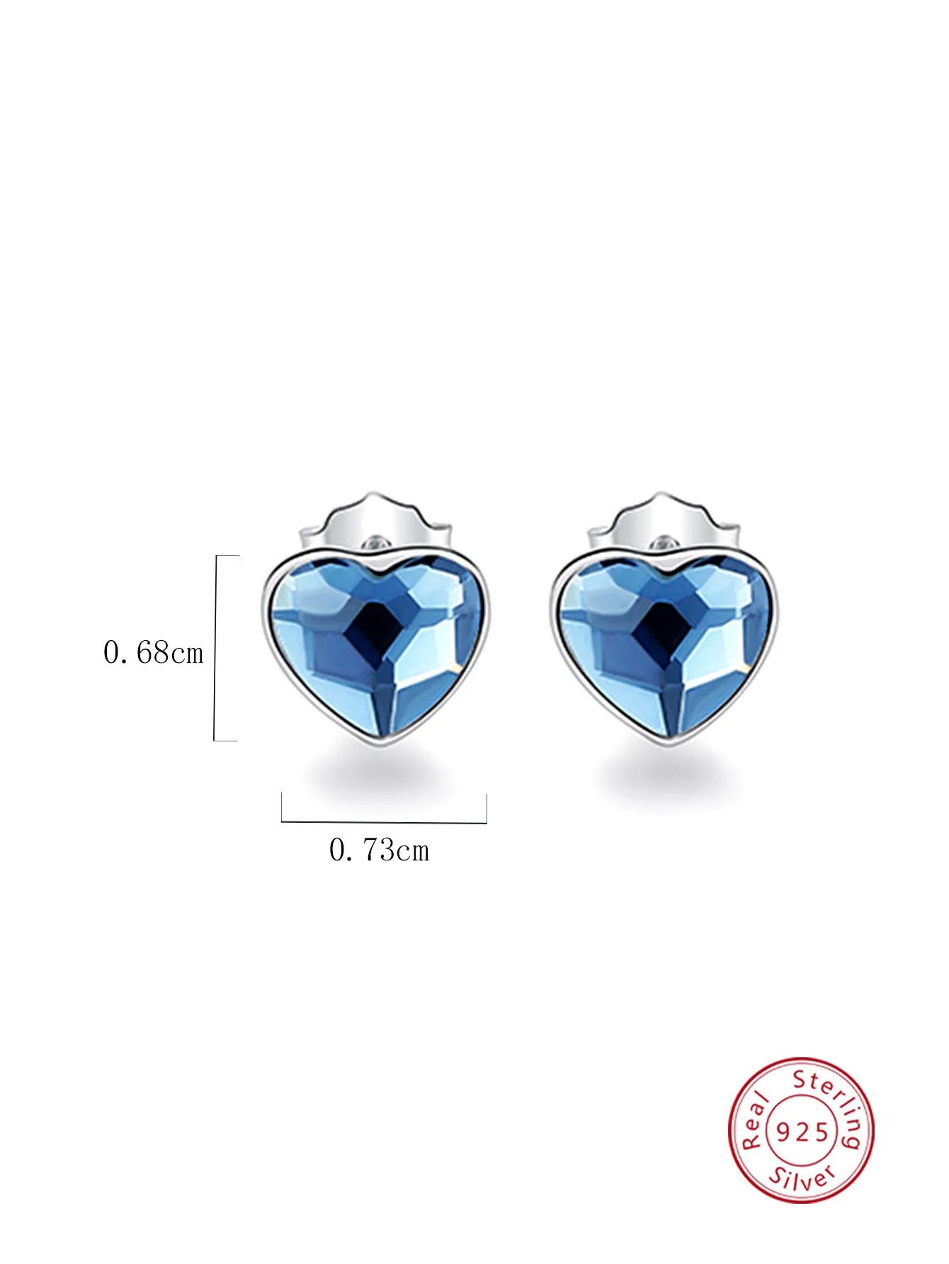 1 Pair 925 Sterling Silver Zircon Heart Shape Ear Studs display picture 4