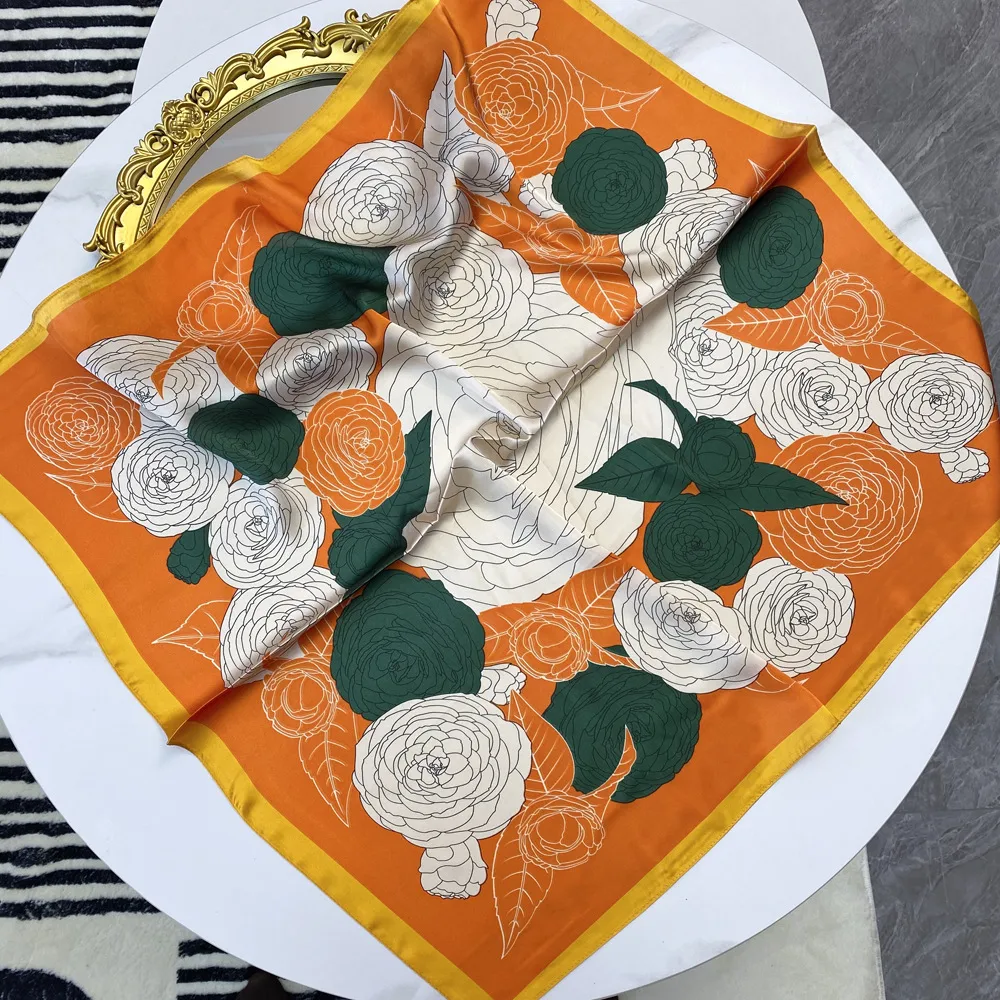 Women's Sweet Pastoral Flower Satin Printing Silk Scarf display picture 2