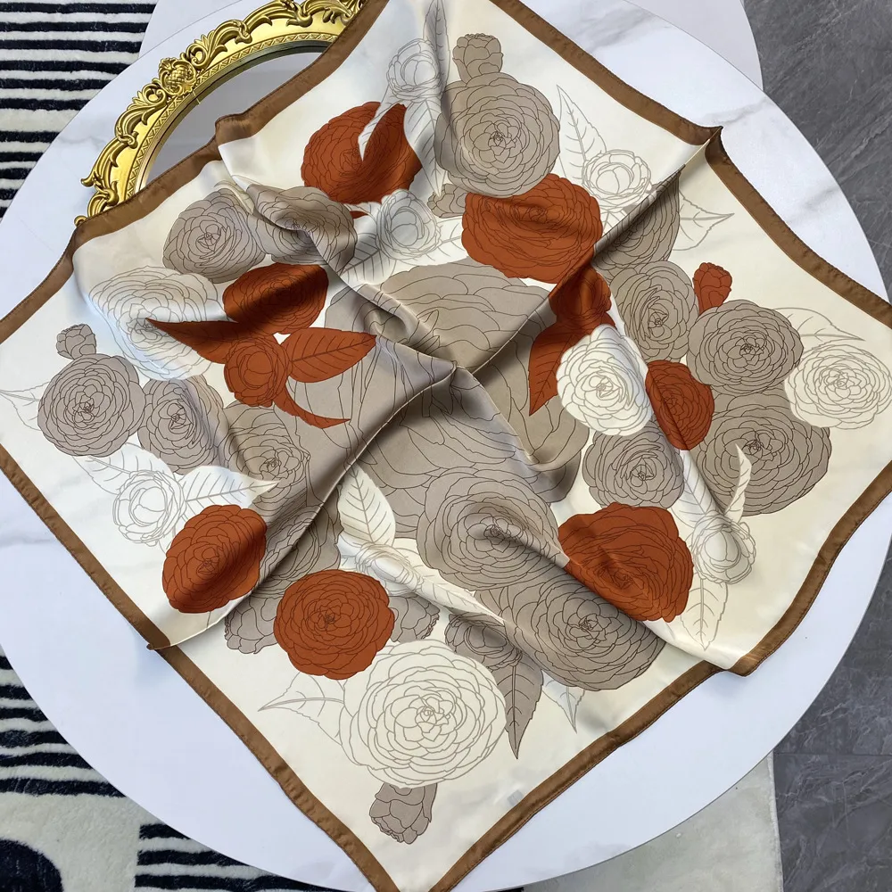 Women's Sweet Pastoral Flower Satin Printing Silk Scarf display picture 5