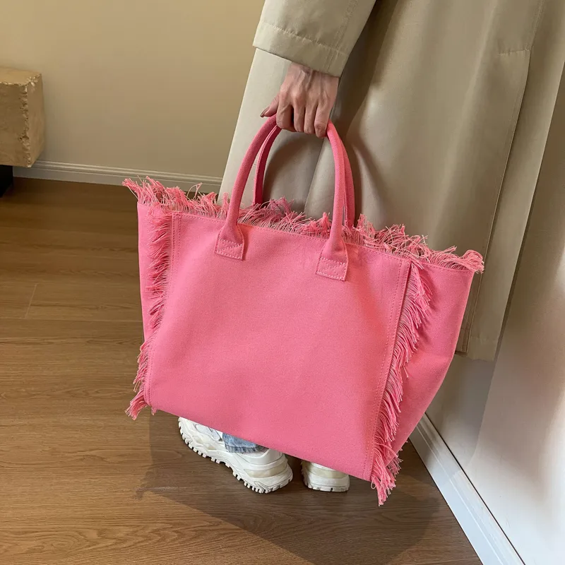 Women's Canvas Solid Color Basic Streetwear Sewing Thread Square Open Shoulder Bag Square Bag Underarm Bag display picture 12
