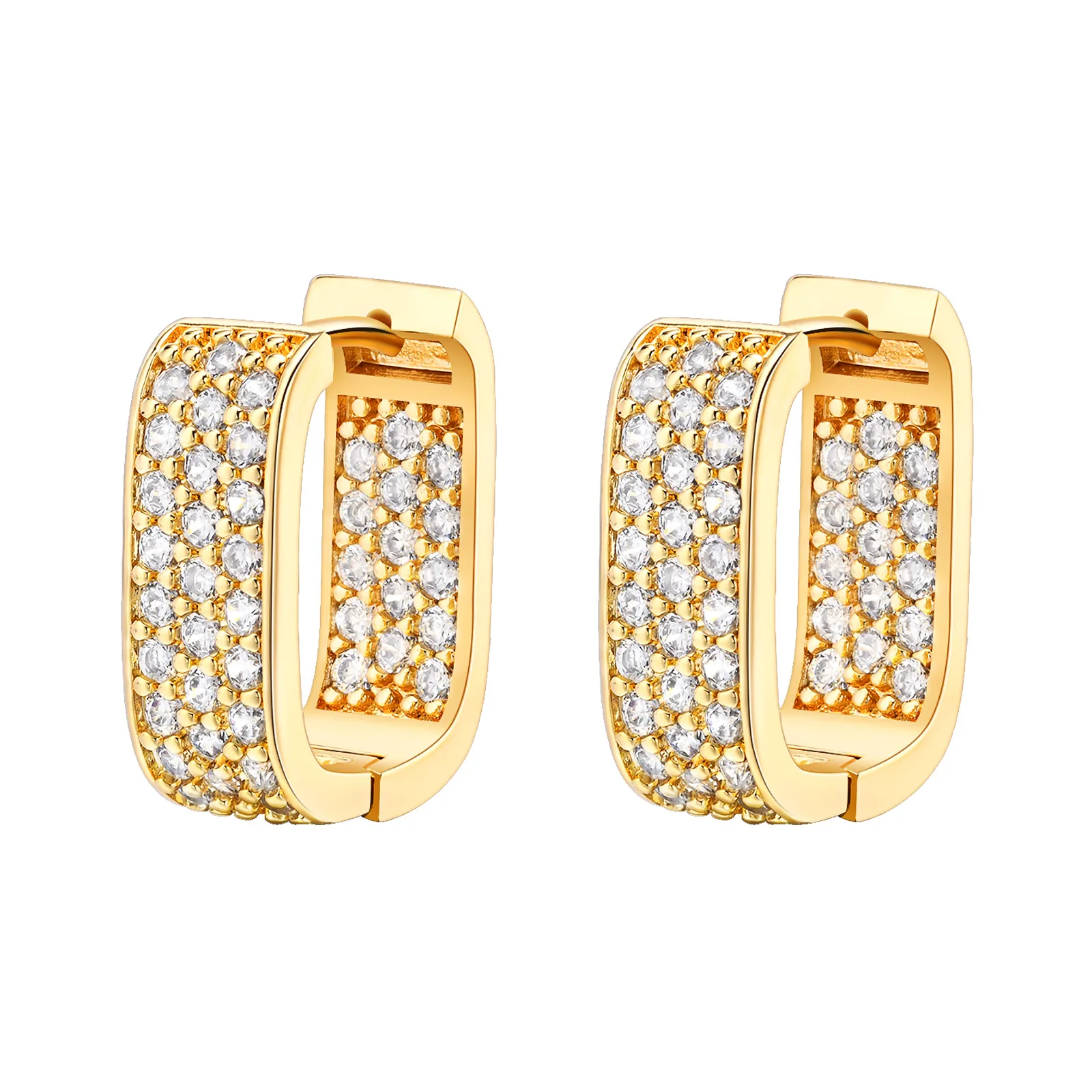 1 Pair IG Style Vintage Style U Shape Plating Inlay Brass Zircon Hoop Earrings display picture 6