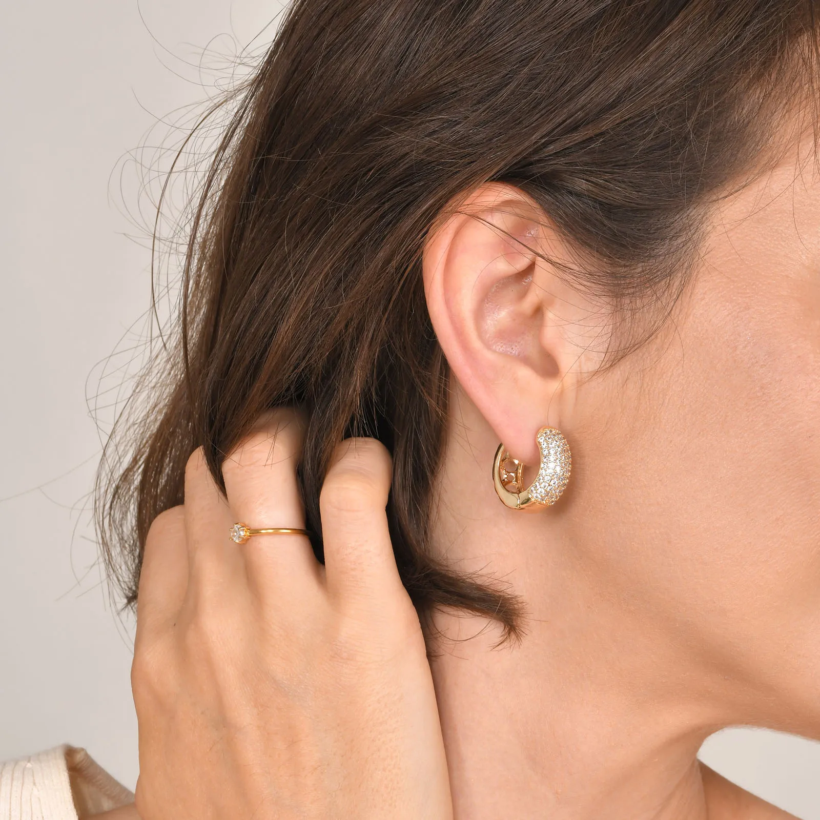 1 Pair IG Style Vintage Style U Shape Plating Inlay Brass Zircon Hoop Earrings display picture 5