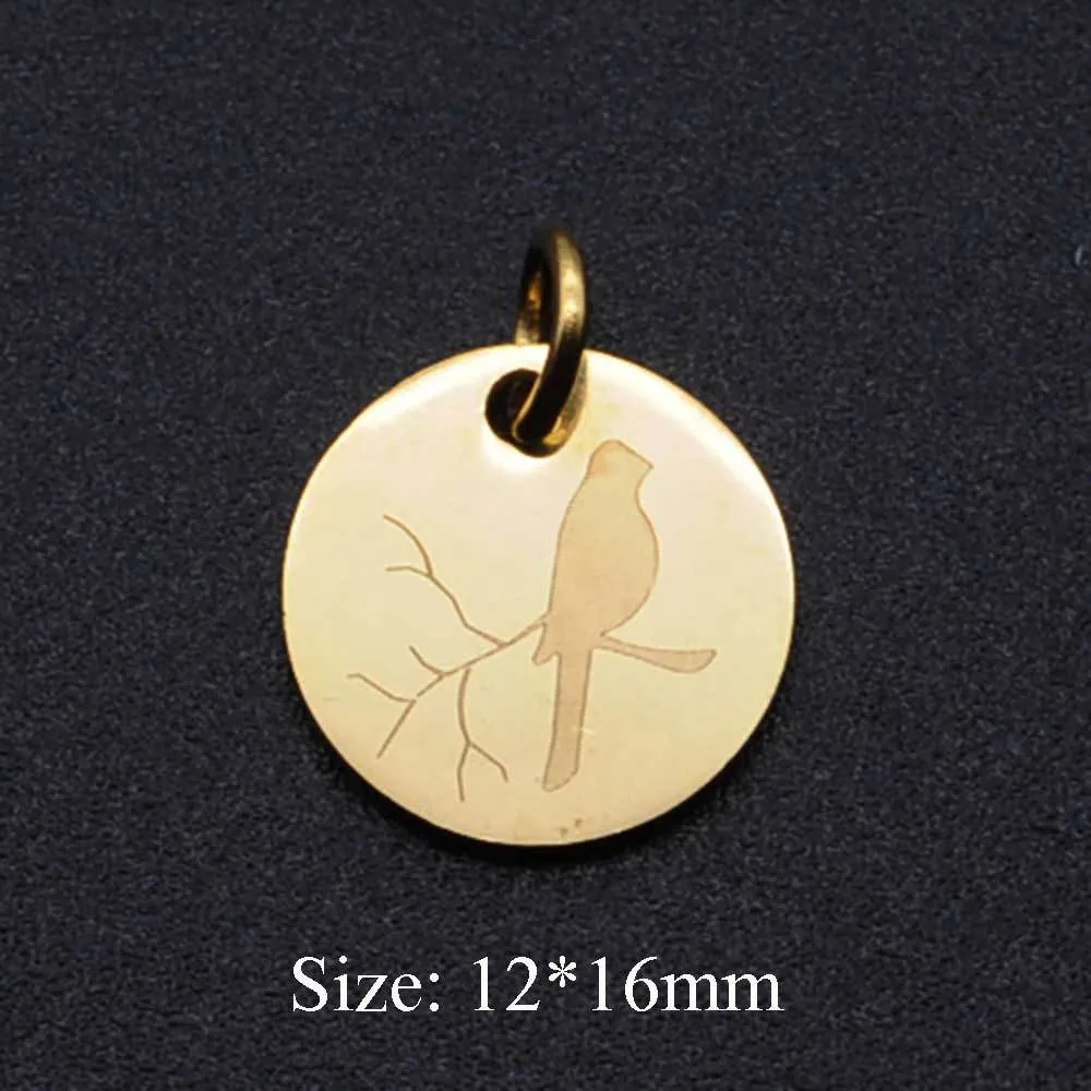 5 Pieces Stainless Steel 18K Gold Plated Bird display picture 4
