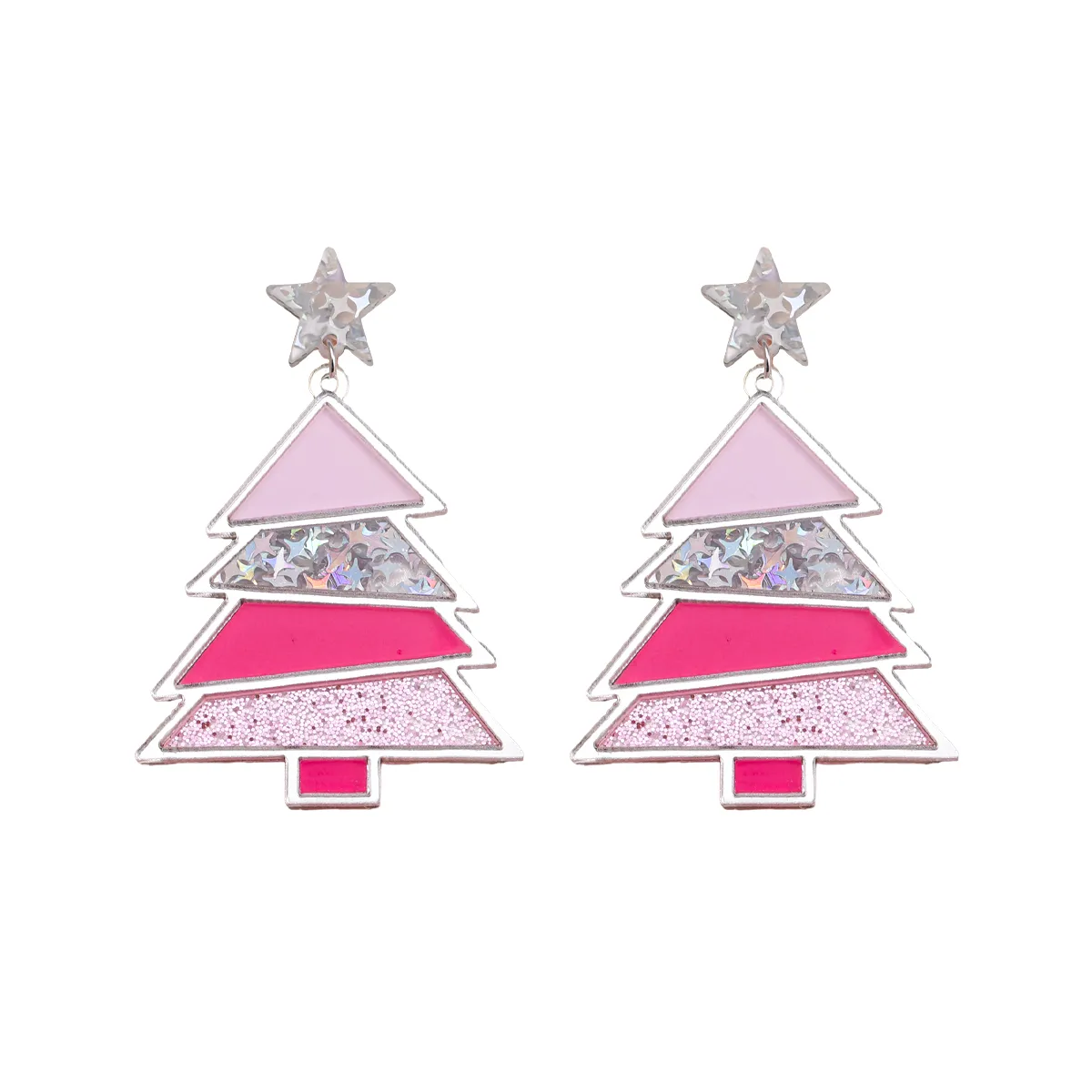 1 Pair Simple Style Classic Style Christmas Tree Polishing Epoxy Plating Arylic Plastic Silver Plated Drop Earrings display picture 4
